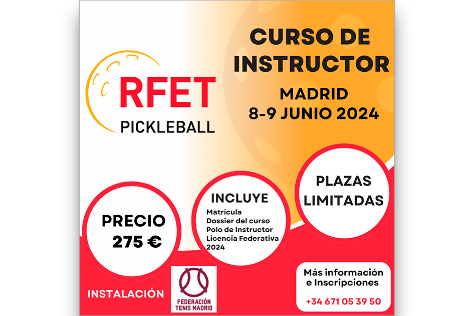 Nuevo curso de instructor de Pickleball de la RFET el 8 y 9 de junio