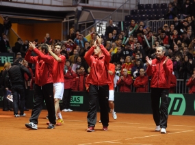 Celebracin del triunfo espaol, © RFET