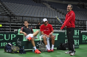 Primer entrenamiento del Equipo Espaol de Copa Davis en Praga, © RFET
