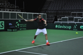 Primer entrenamiento del Equipo Espaol de Copa Davis en Praga, © RFET