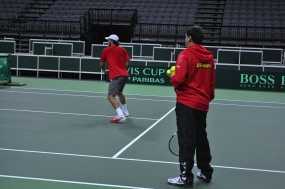 Primer entrenamiento del Equipo Español de Copa Davis en Praga, © RFET