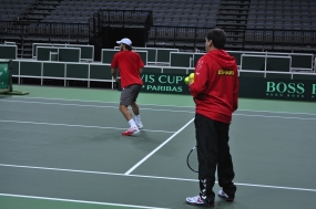 Primer entrenamiento del Equipo Espaol de Copa Davis en Praga, © RFET