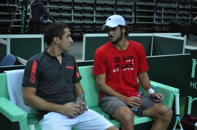 Primer entrenamiento del Equipo Espaol de Copa Davis en Praga, © RFET