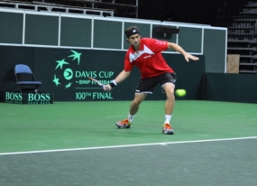 Primer entrenamiento del Equipo Espaol de Copa Davis en Praga, © RFET