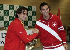 David Ferrer y Marco Chiudinelli, © RFET