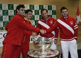 Marcelo Granollers, Tommy Robredo, Yves Allegro y Stanislas Wawrinka, © RFET