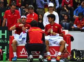 David Marrero y Fernando Verdasco con Carlos Moy, © RFET