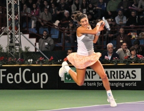 Garbie Muguruza en su debut en Fed Cup, © RFET