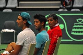 Nadal, Verdasco y Toni Nadal, © RFET