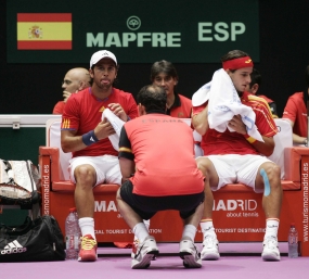 Albert Costa con Fernando Verdasco y Feliciano Lpez, © RFET