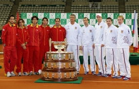 Equipos de Espaa  Rep. Checa durante el sorteo, © RFET