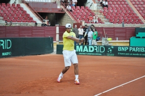 Rafael Nadal en su primer entrenamiento en Crdoba, © RFET