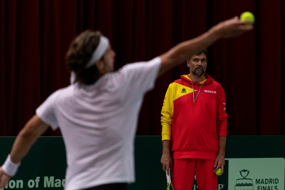 La Selección Española MAPFRE de Tenis realiza su primer entrenamiento de Copa Davis en la Caja Mágica