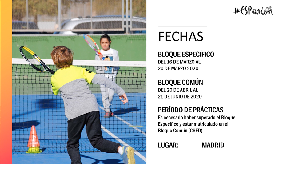 Este lunes arranca a distancia el Bloque Comn de un nuevo curso de Monitor Nacional de Tenis