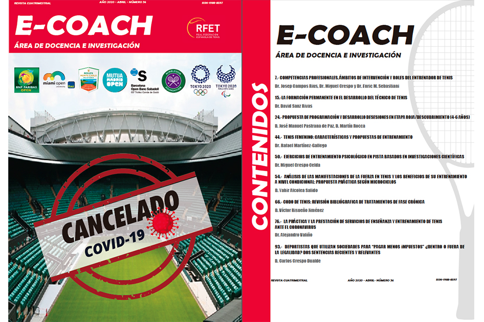 Número especial gratuito de la revista E-Coach para los técnicos de tenis durante el confinamiento