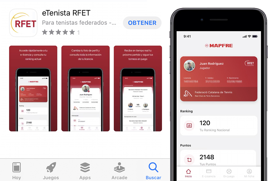 La RFET lanza la aplicación E-Tenista que permite llevar la licencia en el móvil  