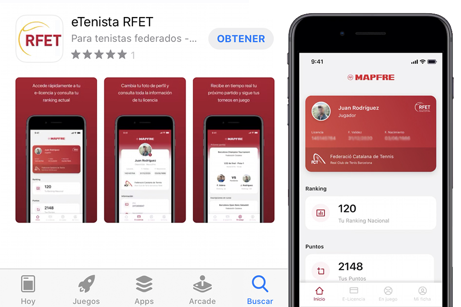 La RFET lanza la aplicacin E-Tenista que permite llevar la licencia en el mvil 