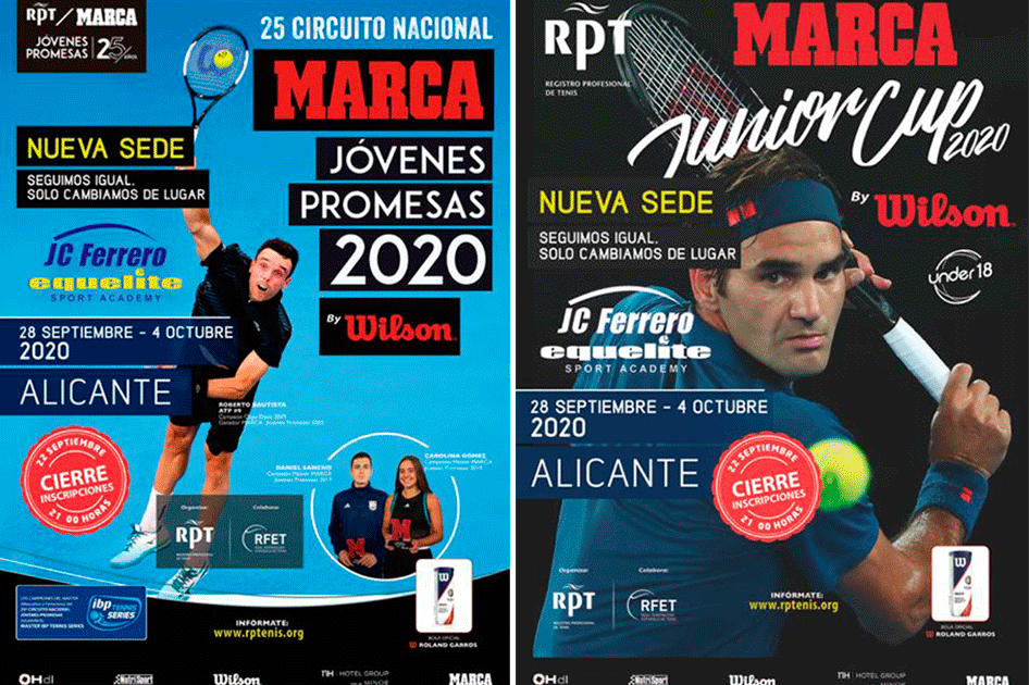 Los circuitos Marca Jvenes Promesas y RPT Marca Junior Cup reubican dos torneos en la JC Ferrero-Equelite Sport Academy