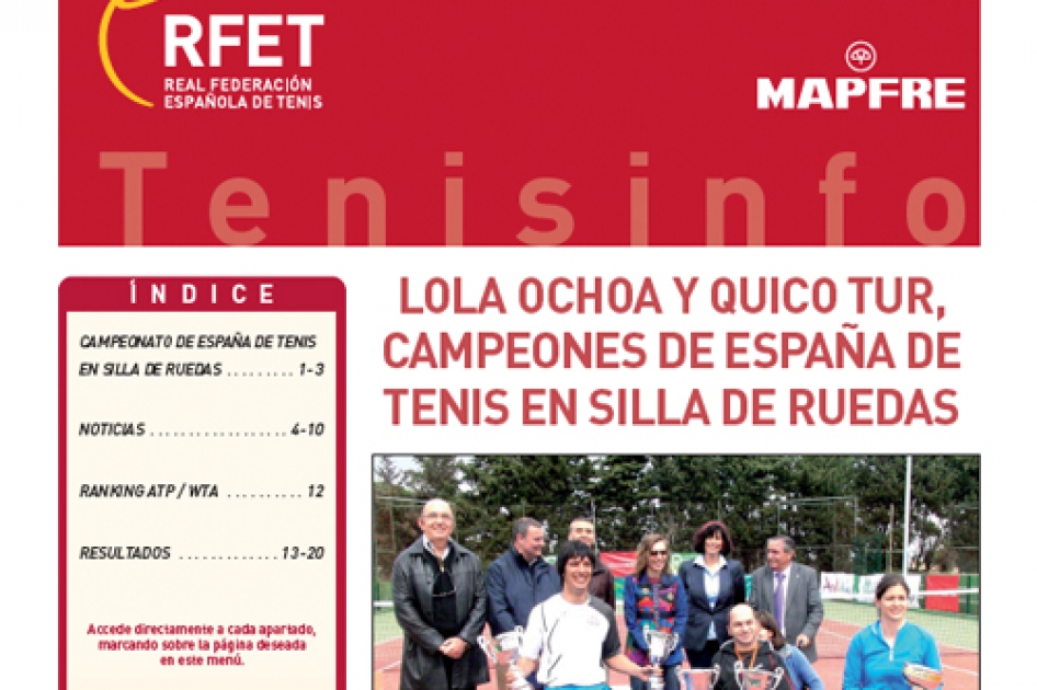 Disponible el nº 492 del boletín Tenis Info Disponible el nº 492 del boletín Tenis Info