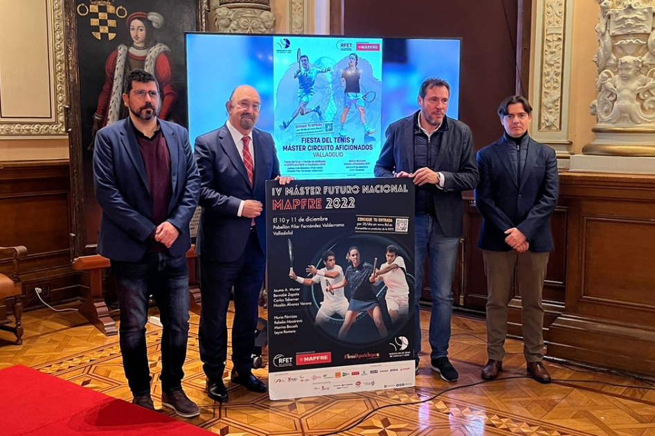 Presentación de la Fiesta del Tenis y el Máster MAPFRE de Tenis 2022 en el Ayuntamiento de Valladolid Presentación de la Fiesta del Tenis y el Máster MAPFRE de Tenis 2022 en el Ayuntamiento de Valladolid