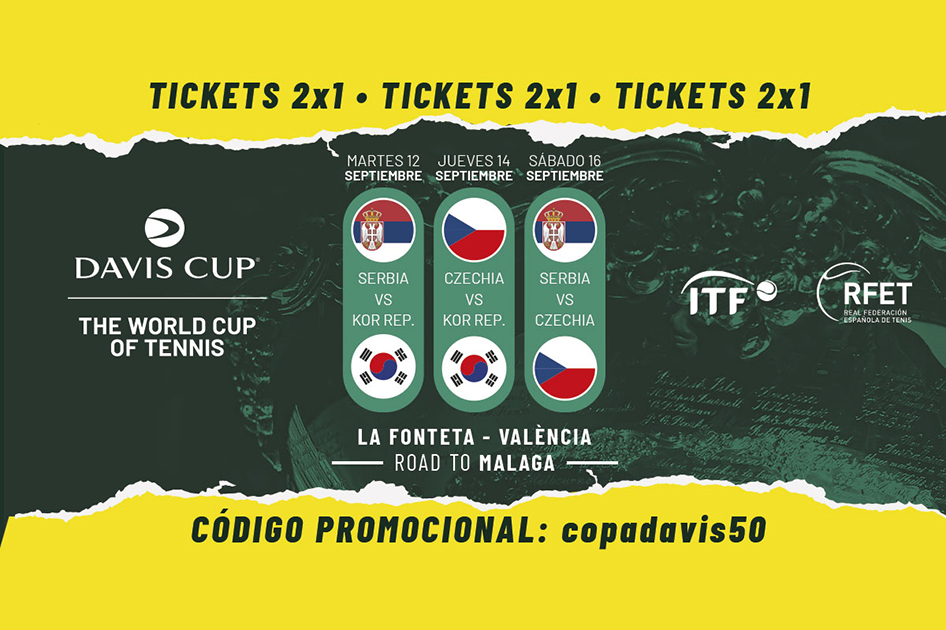 Oferta 2x1 para los partidos de los rivales de España en la Copa Davis de Valencia Oferta 2x1 para los partidos de los rivales de España en la Copa Davis de Valencia