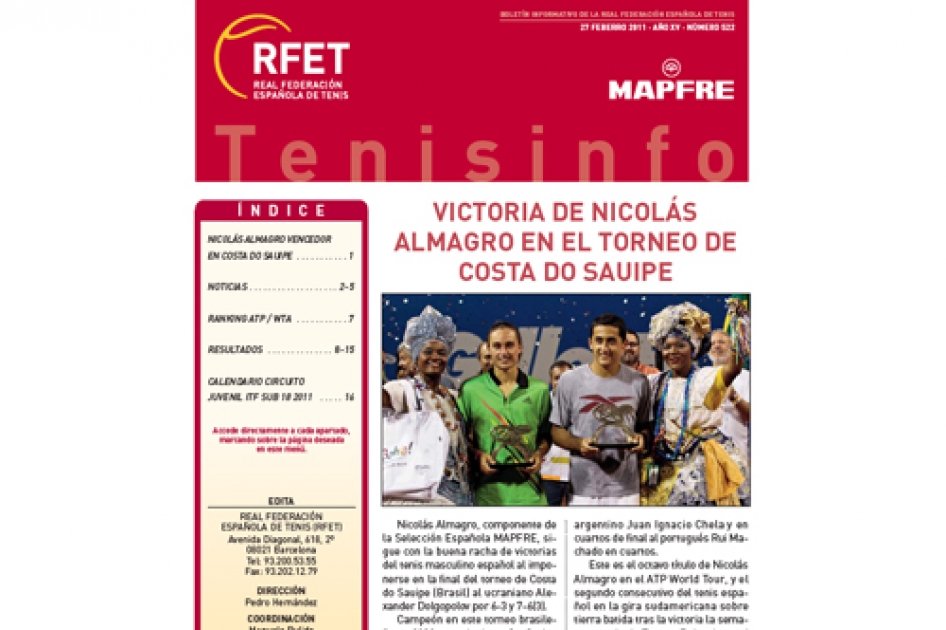 Nueva edicin del boletn Tenis Info