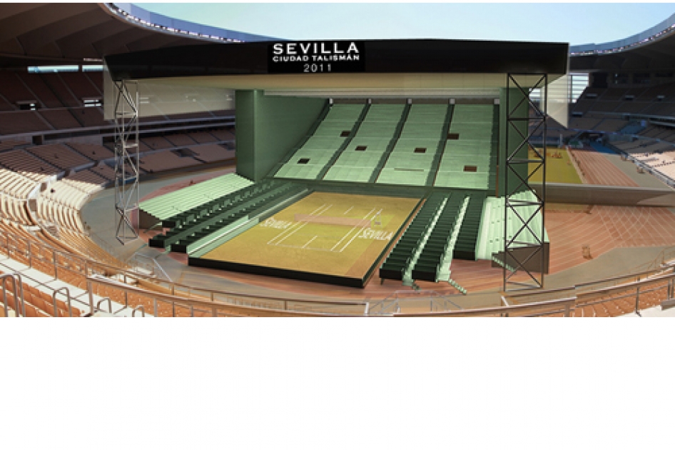 Sevilla presenta el diseño de la pista que acogerá la final de la Copa Davis en la Cartuja