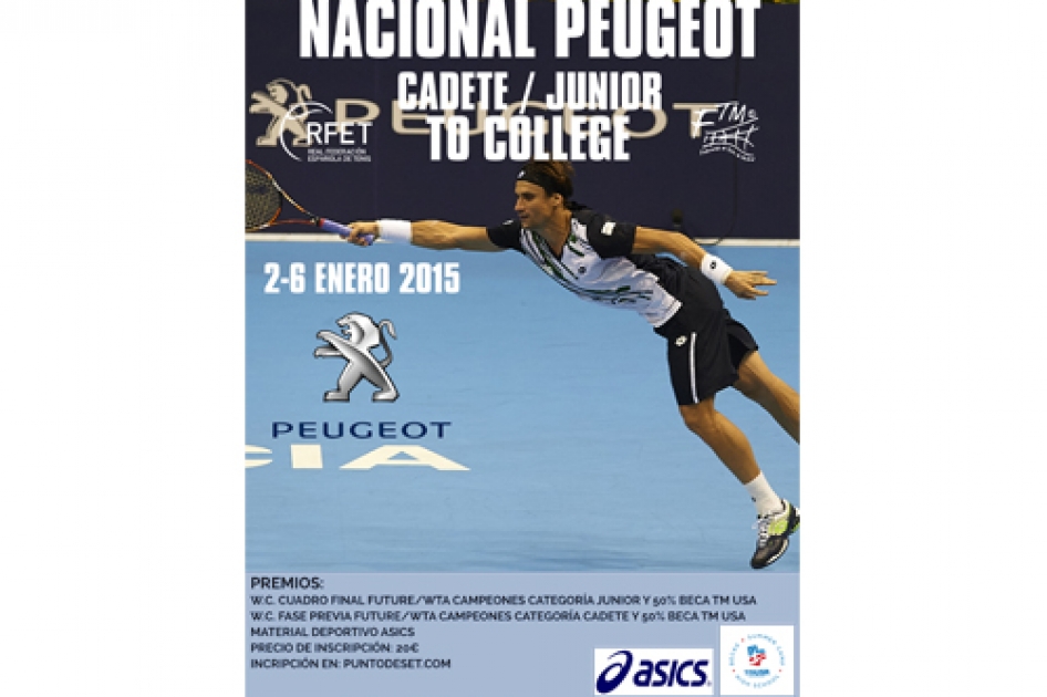 Ciudad de la Raqueta acogerá en enero el torneo “Nacional Peugeot Cadete-Júnior To College”