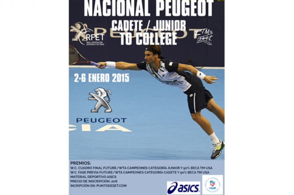 Ciudad de la Raqueta acoger en enero el torneo Nacional Peugeot Cadete-Jnior To College