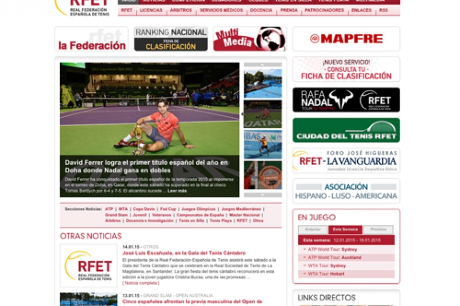 La web de la RFET logra su rcord de trfico en 2014 y supera los 5 millones de pginas vistas
