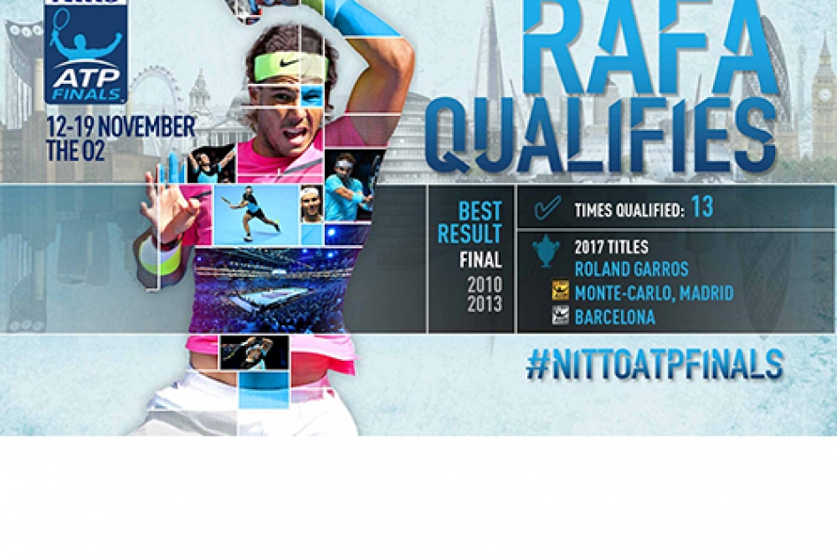 Rafael Nadal es el primer clasificado para el Masters ATP Finals de Londres Rafael Nadal es el primer clasificado para el Masters ATP Finals de Londres