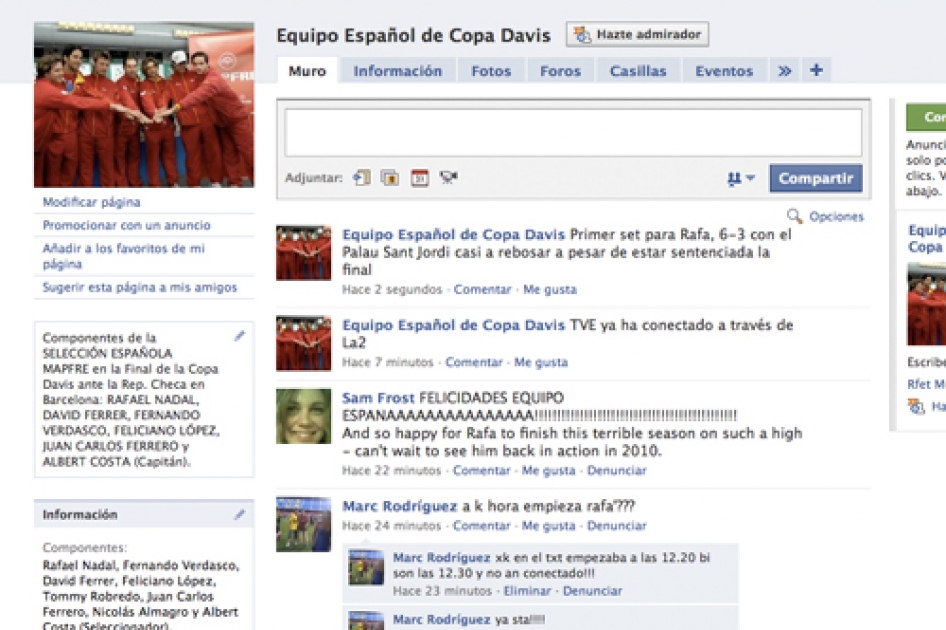 Más de dos mil aficionados siguen la final en Internet a través de Facebook Más de dos mil aficionados siguen la final en Internet a través de Facebook