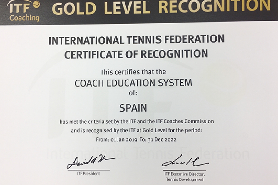 El Área de Docencia e Investigación de la RFET renueva su certificación de calidad “Nivel Oro” de ITF El Área de Docencia e Investigación de la RFET renueva su certificación de calidad “Nivel Oro” de ITF