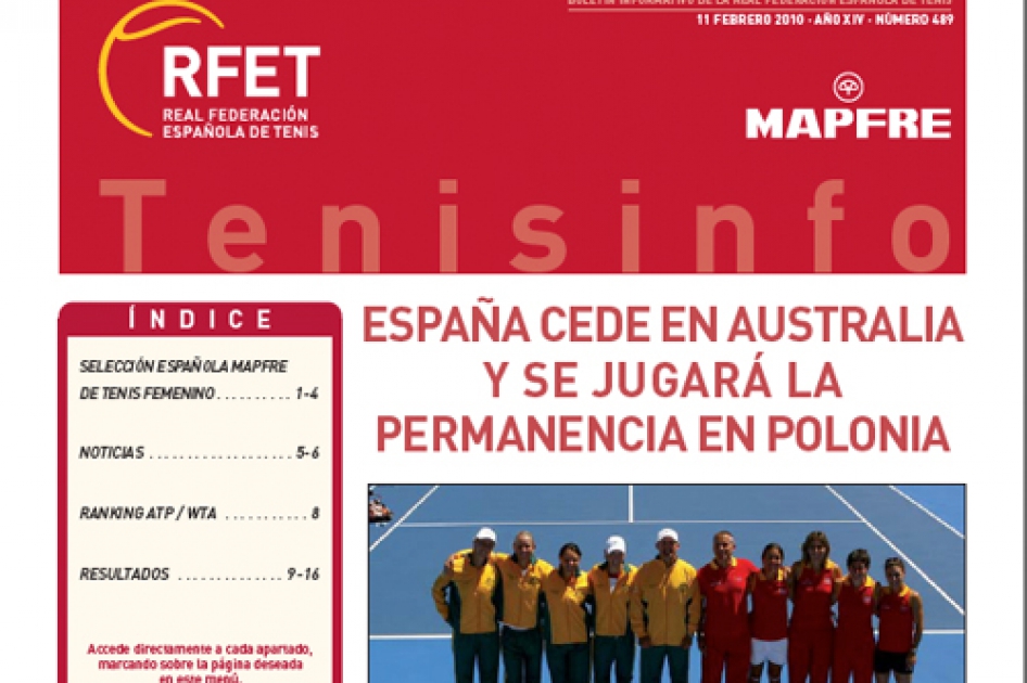 Ya está disponible el nº 489 del boletín Tenis Info Ya está disponible el nº 489 del boletín Tenis Info