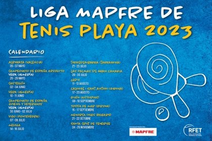 La Liga MAPFRE de Tenis Playa 2023 arrancará en mayo y contará con 14 pruebas