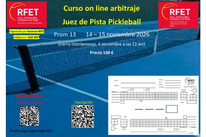 Curso de Juez de Pista de Pickleball RFET