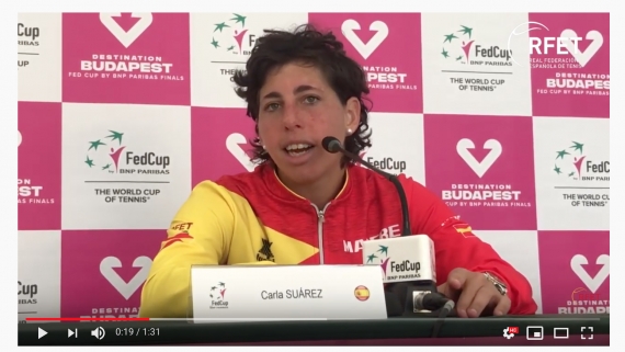 Fed Cup - Carla Suárez feliz por la victoria sobre Japón en su última Fed Cup en España